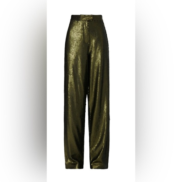 Ronny Kobo Green Sequin Claire Pants Size Medium - Picture 1 of 14